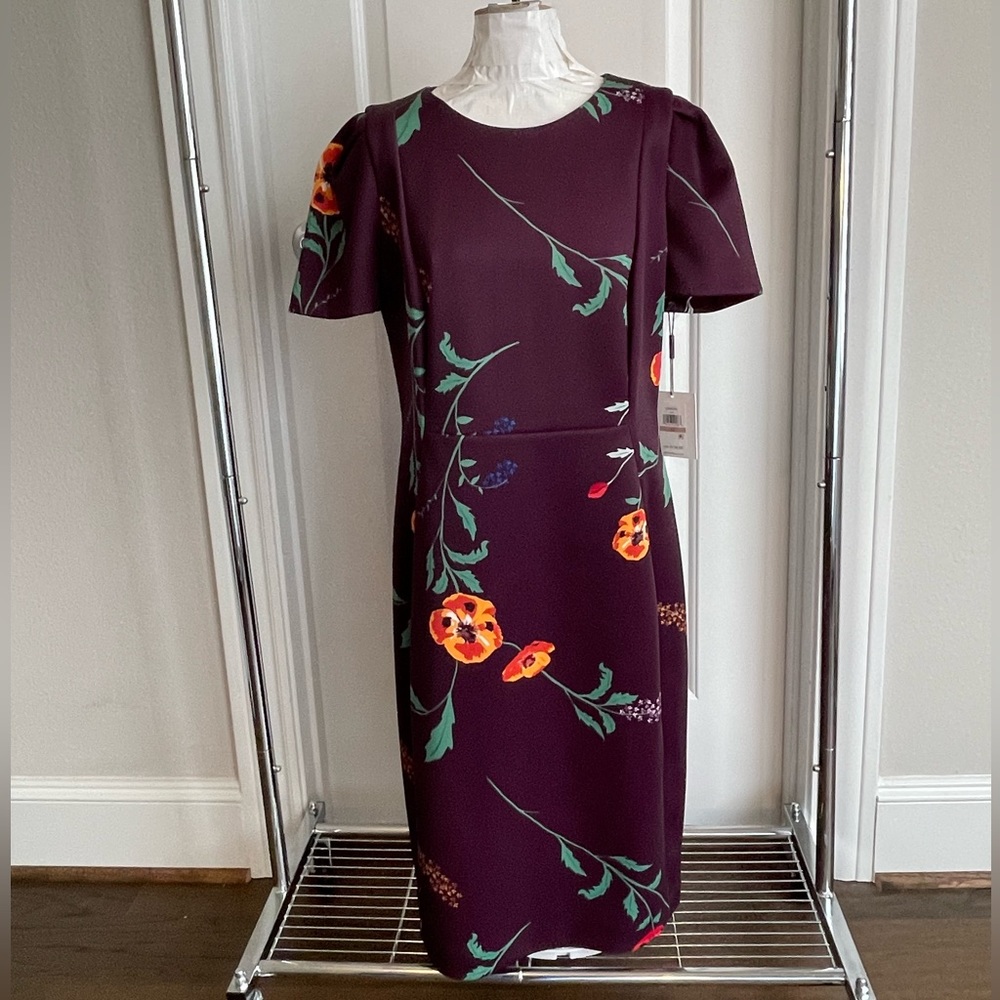 Calvin Klein Dark Purple Floral Midi Dress
